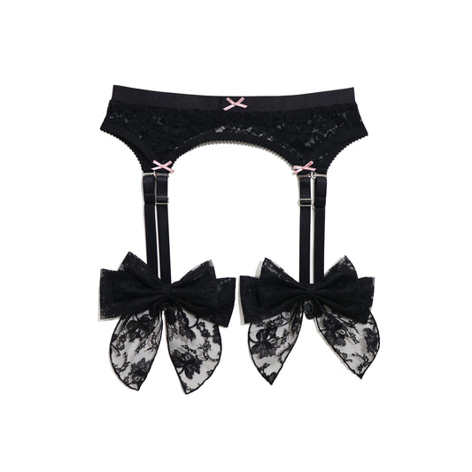 Bonnie Garter Belt Vintage Black Lace Bows