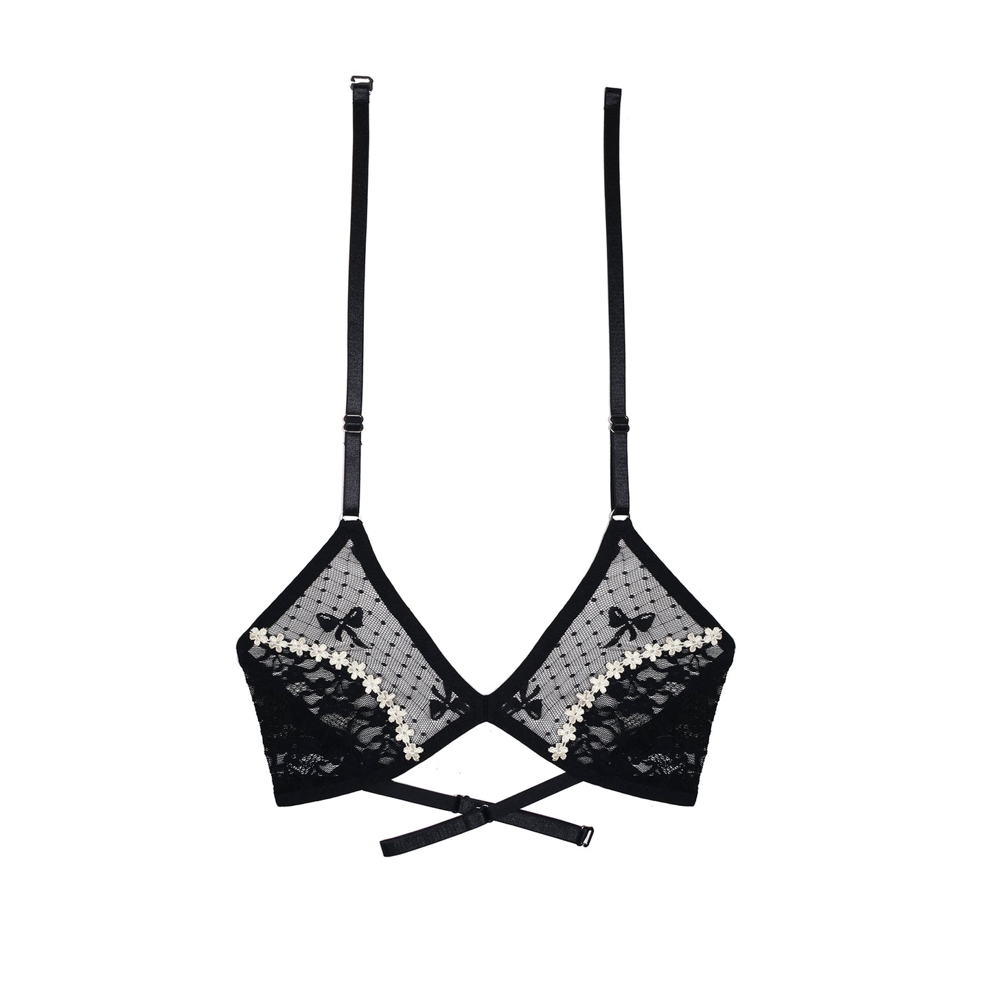 Daphnis Bralette Mystery Black Lace with Daisy Trim