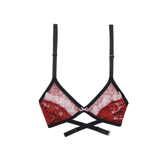 Daphnis Bralette Red and Pink Lace