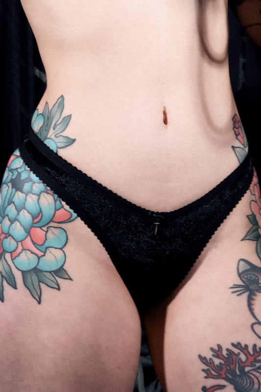 Cheryl Thong Black Velvet with Dagger