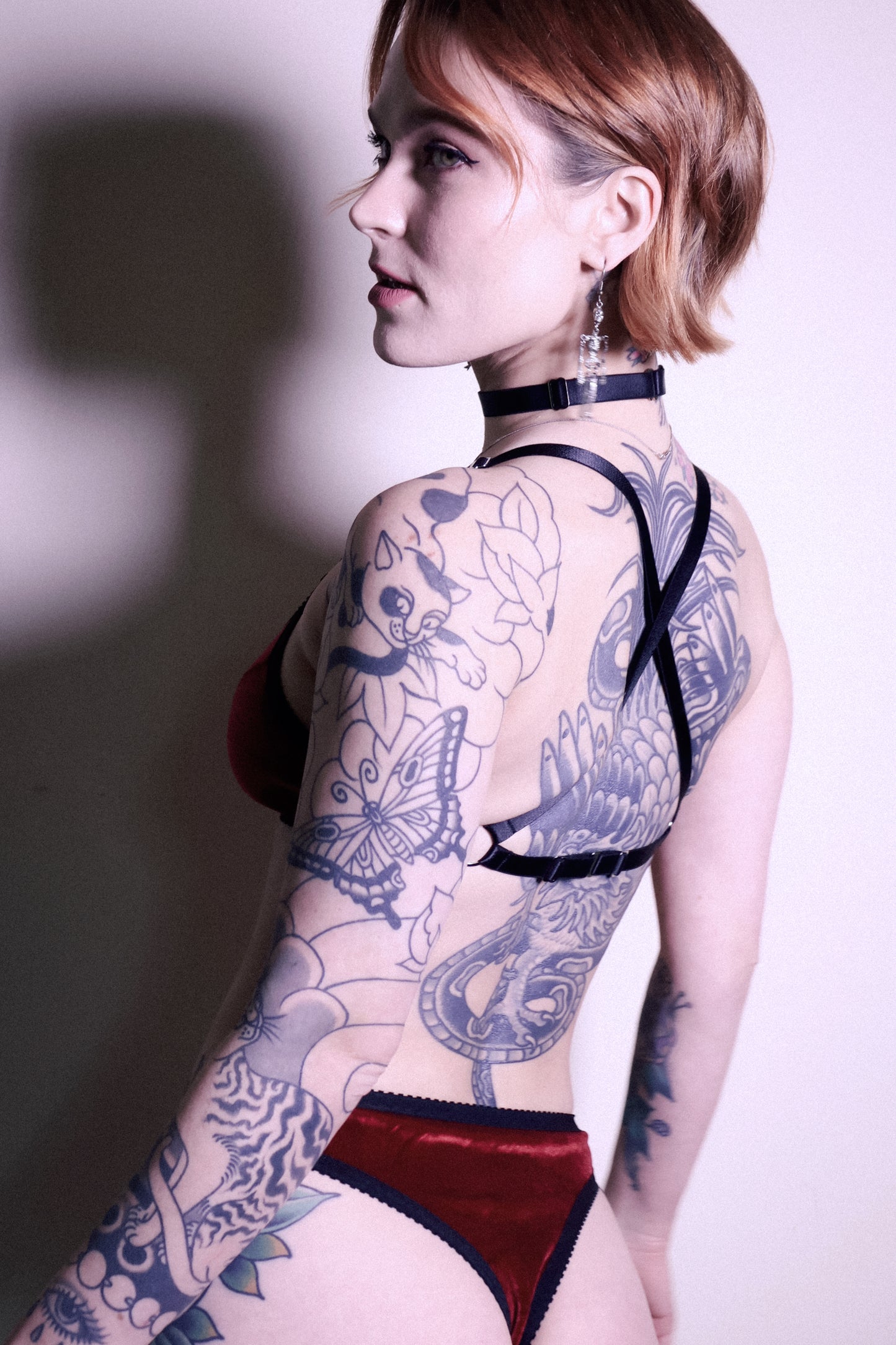 Sabrina Thong Red Velvet with Dagger