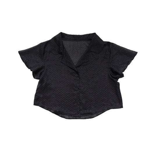 Simone Pyjama Top Black Silk Cotton