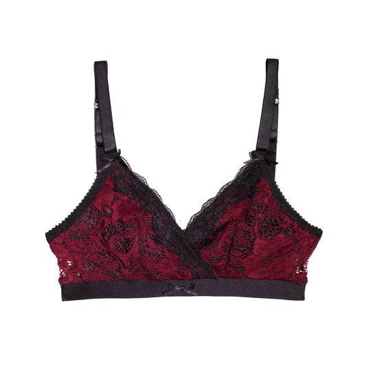 Tessa Bralette Mulberry Lace with Black Trim