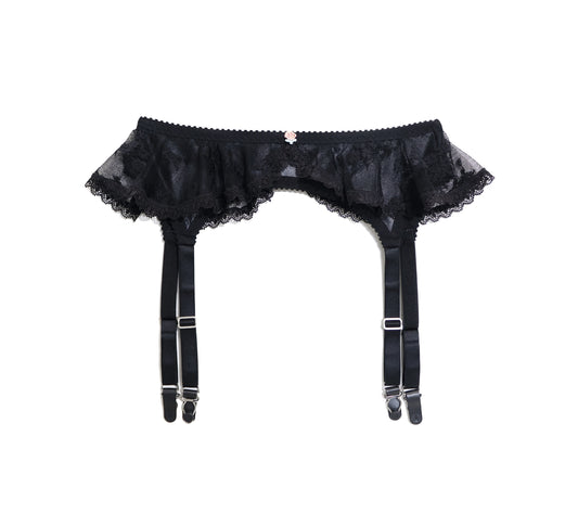Abigail Garter Belt Black Wet Look Stretch