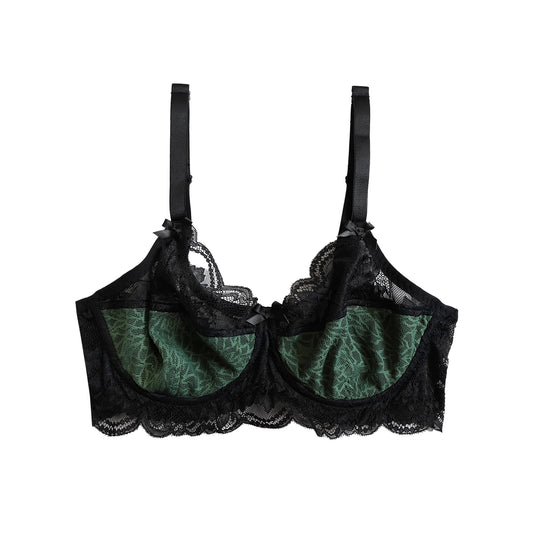 Amelie Bra Green and Black Lace