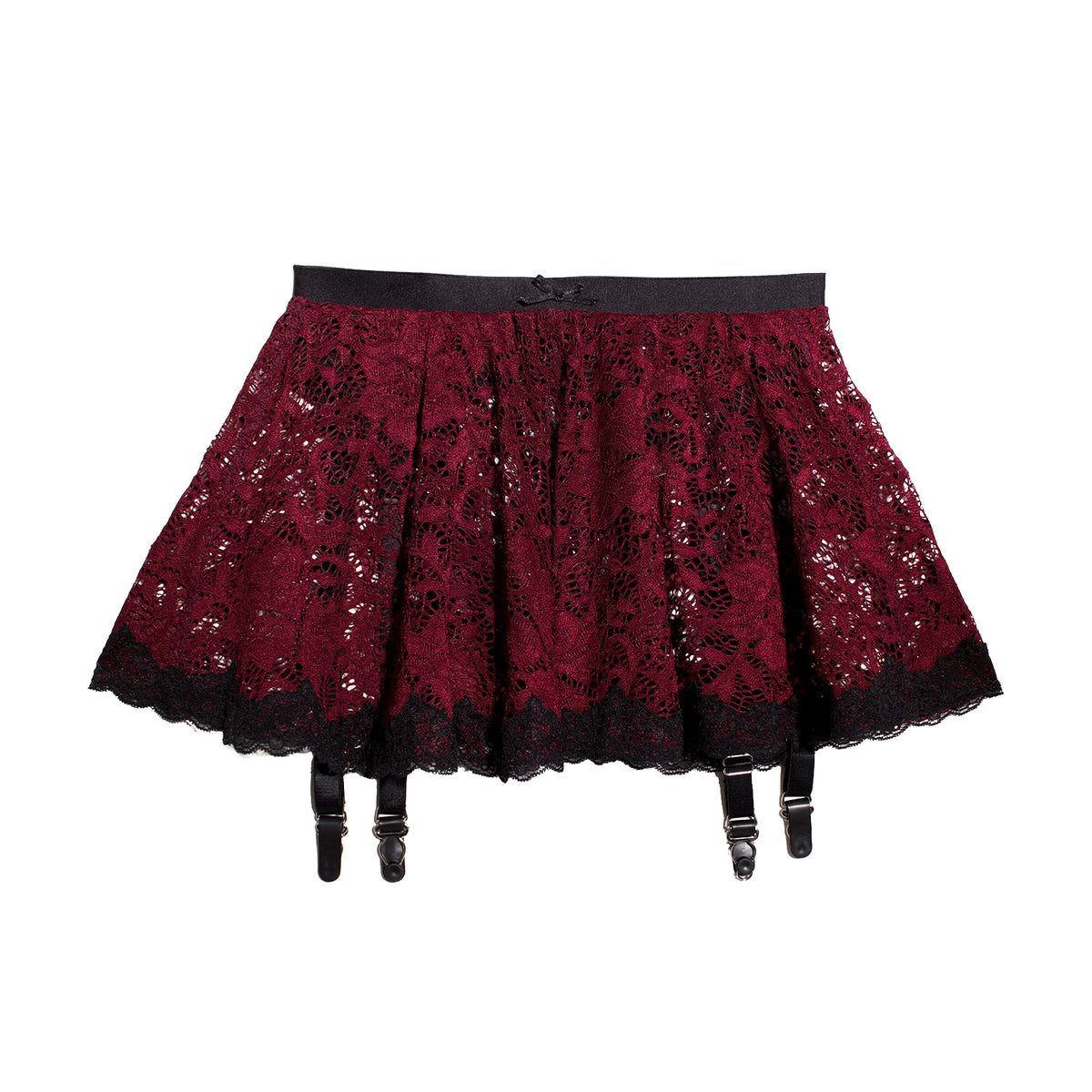 Andie Garter Belt Mulberry Lace with Black Trim