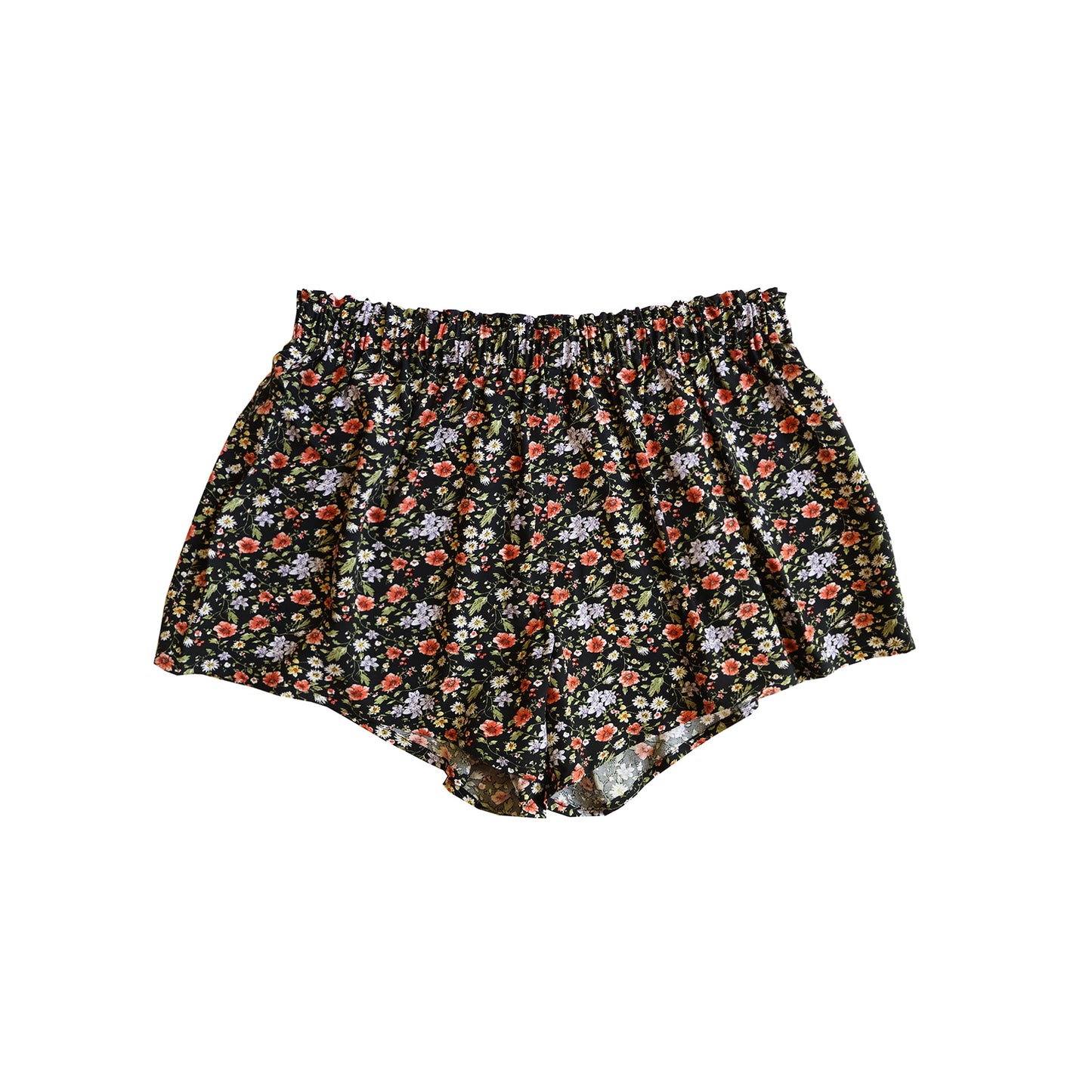 Colette Pyjama Shorts Black and Red Floral Cotton