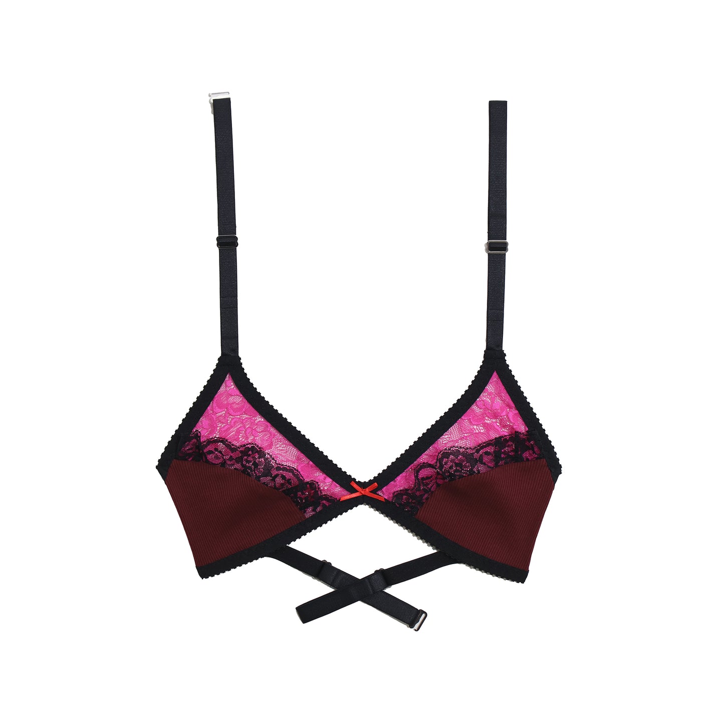 Daphnis Bralette Purple Rib and Pink Lace