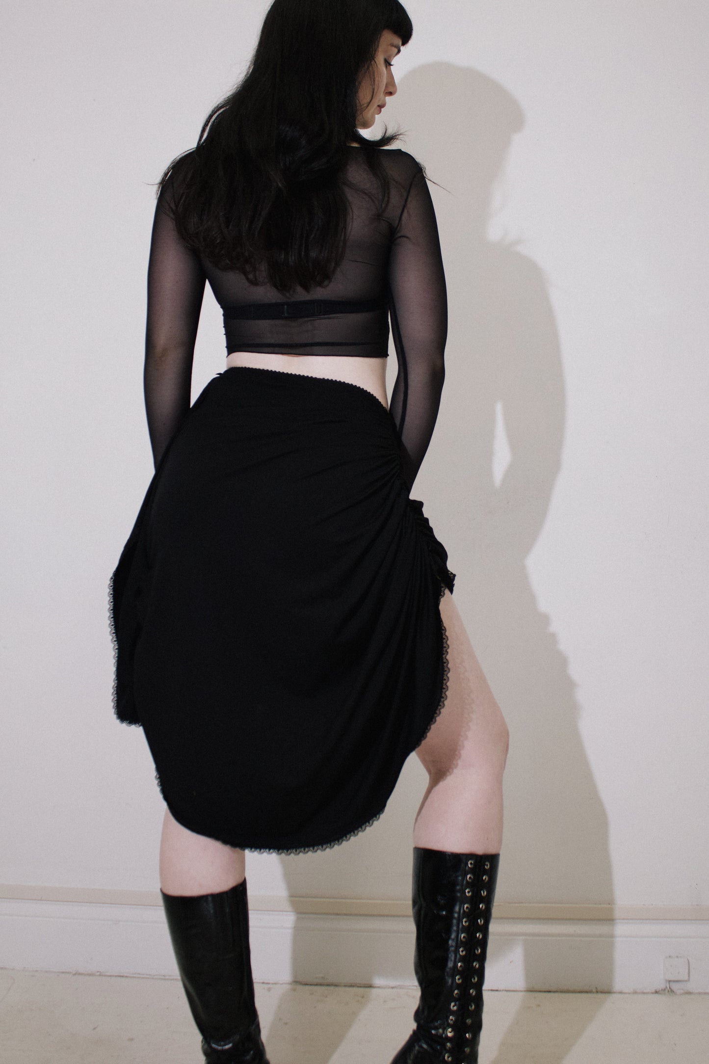 Vera Long Sleeve T Black Mesh