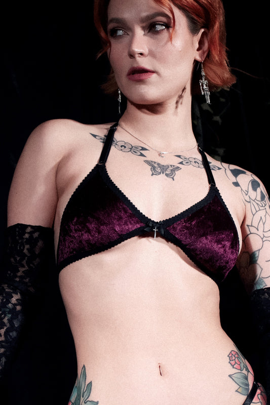 Daphnis Bralette Purple Velvet with Dagger