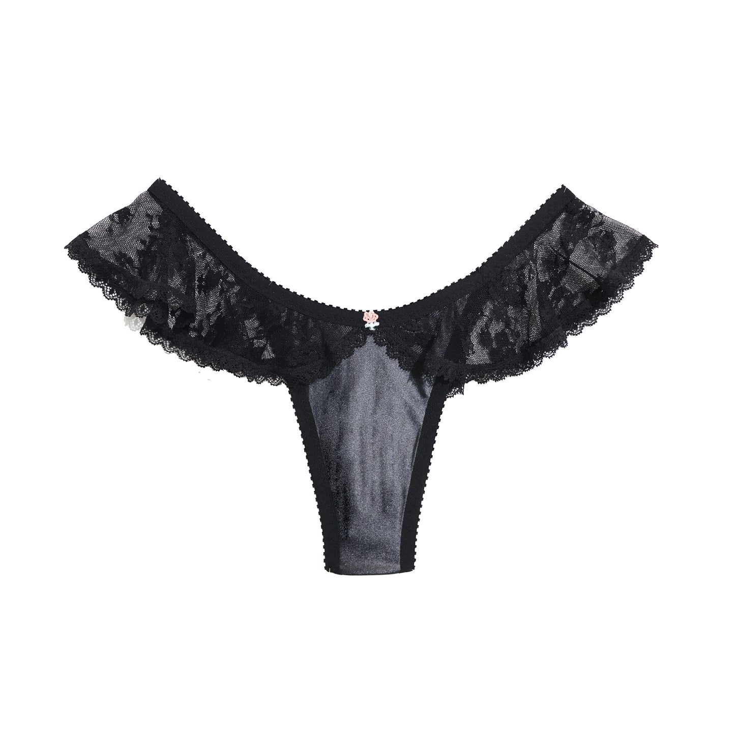 Debbie Thong Black Wet Look Stretch