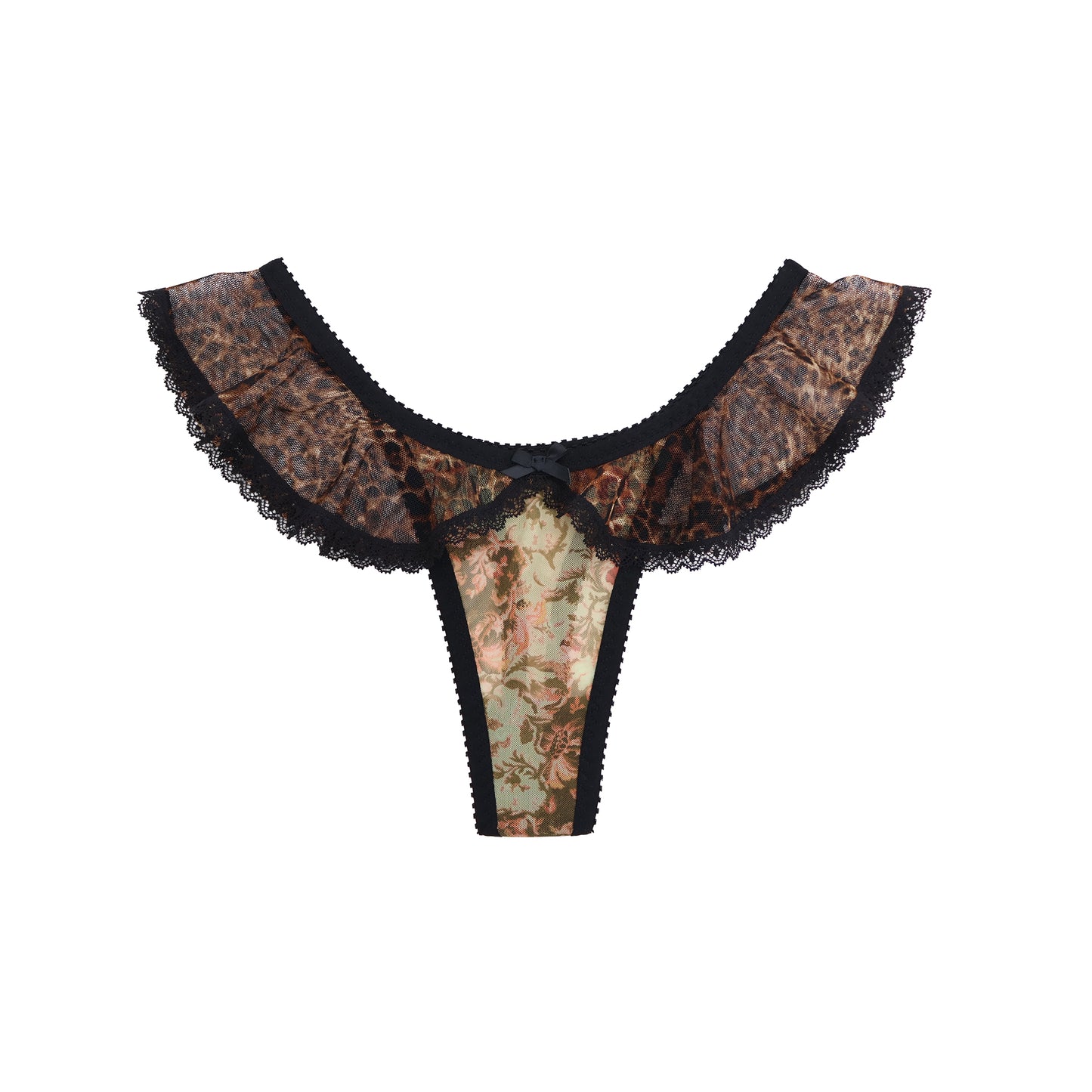 Debbie Thong Leopard and Yellow Mesh