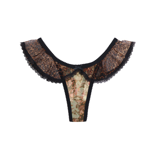 Debbie Thong Leopard and Yellow Mesh