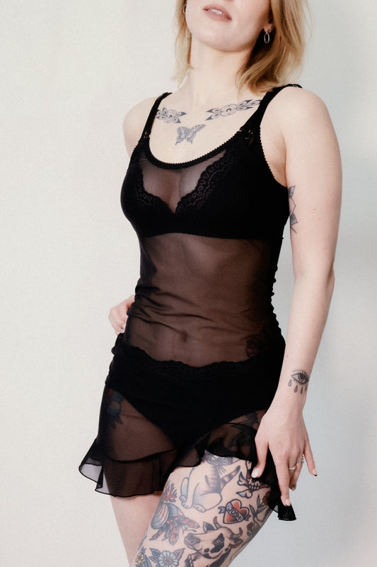 Eloise Nightie Black Mesh