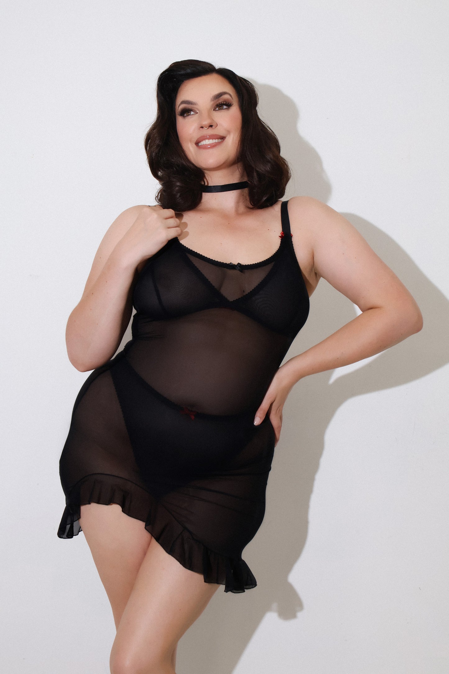 Eloise Nightie Black Mesh