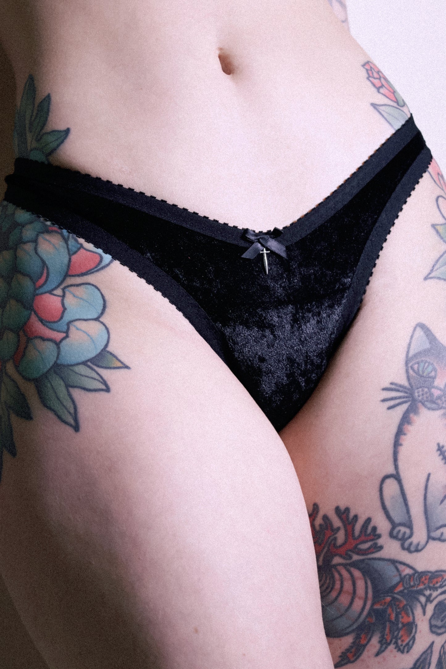 Cheryl Thong Black Velvet with Dagger