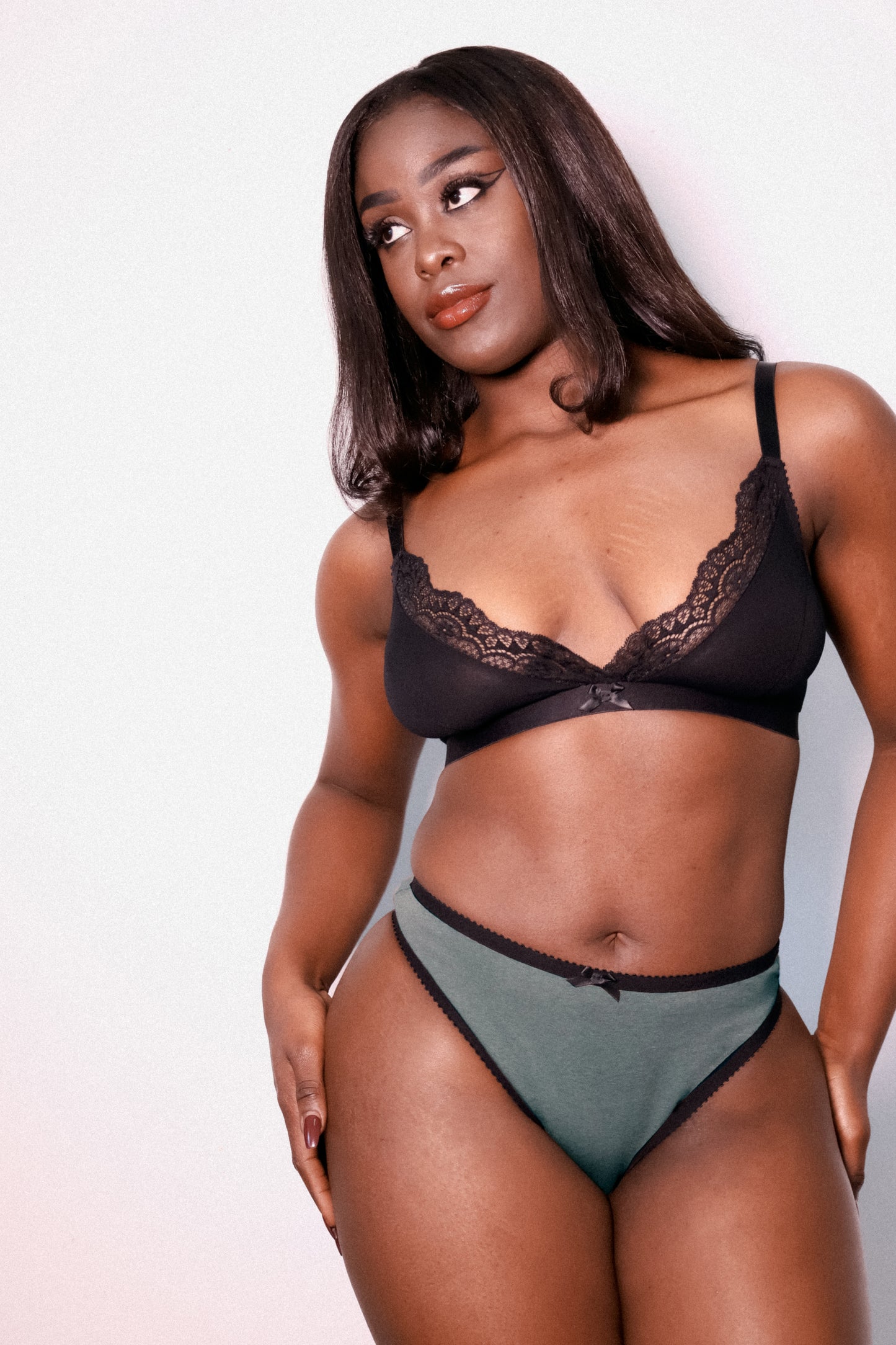 Sabrina Thong Green Cotton Jersey