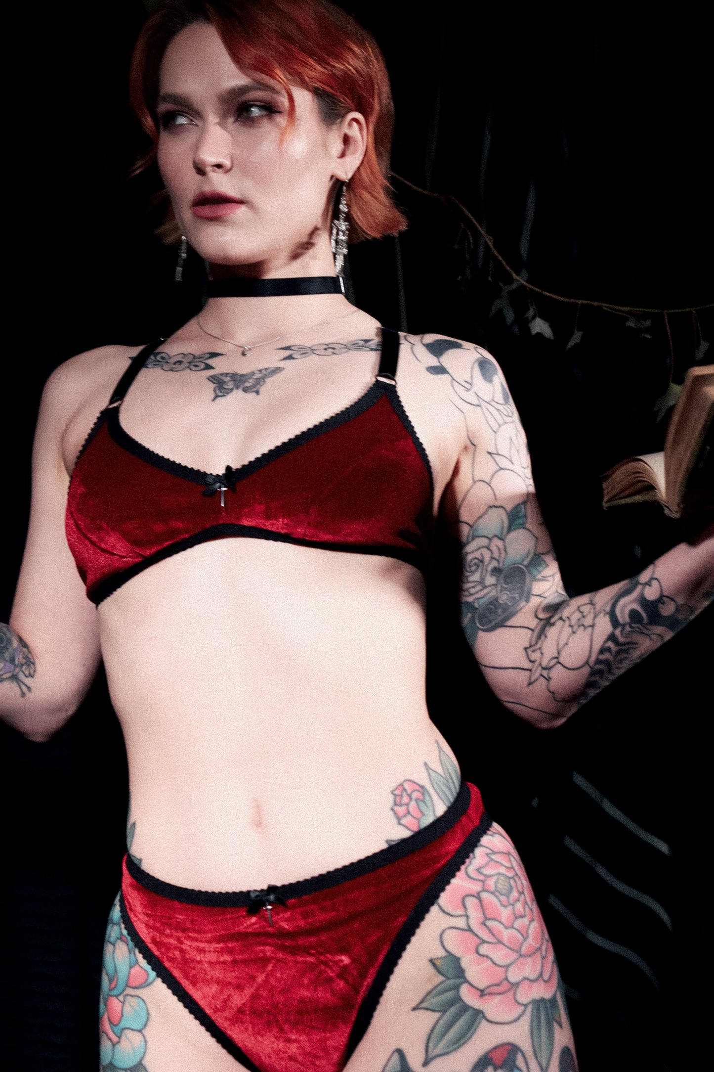 Sabrina Thong Red Velvet with Dagger
