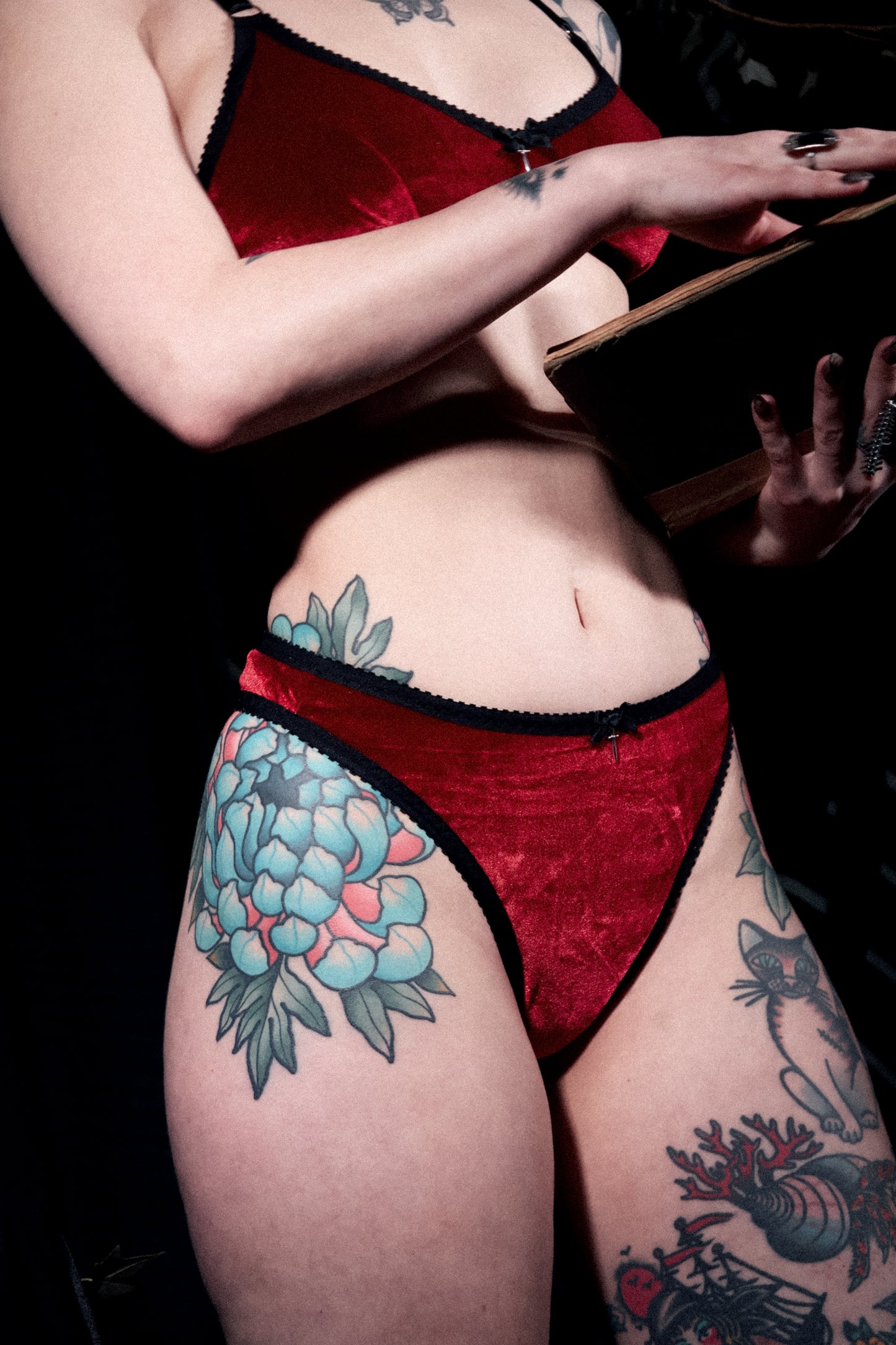 Sabrina Thong Red Velvet with Dagger
