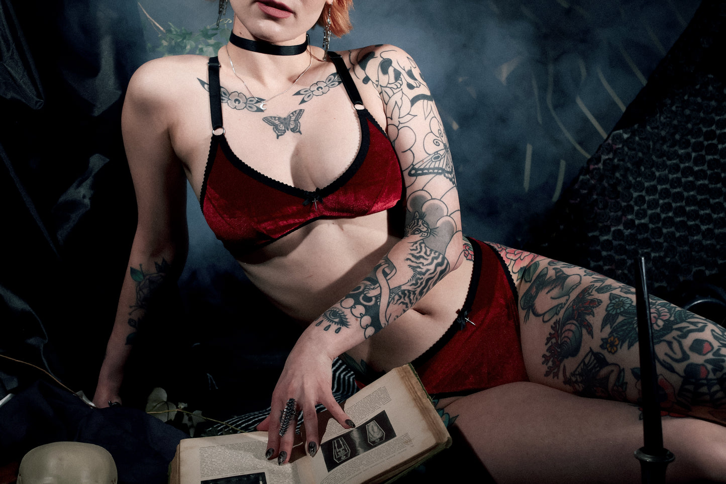 Sabrina Thong Red Velvet with Dagger