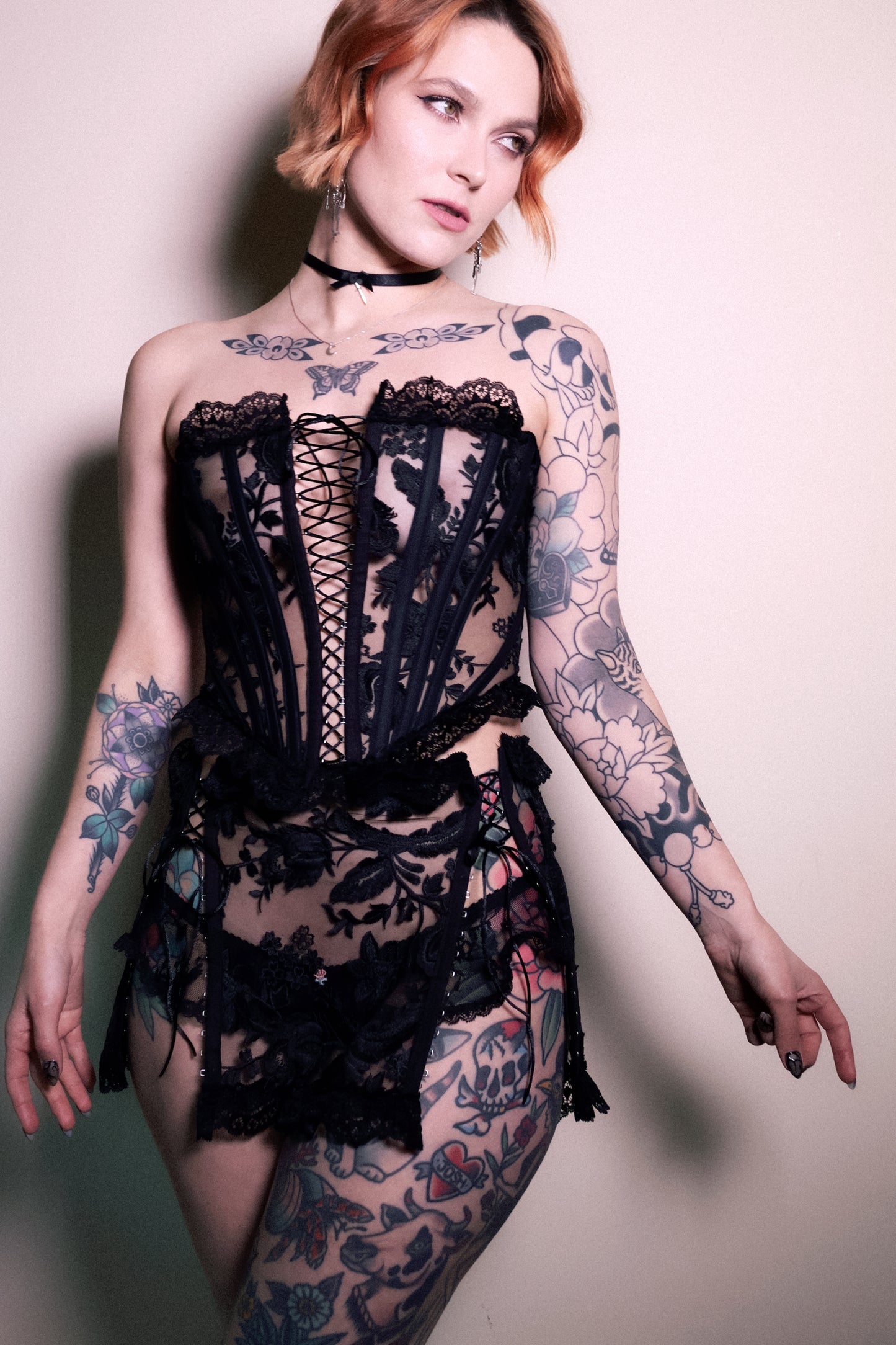 Gladys Skirt Black Hex Lace