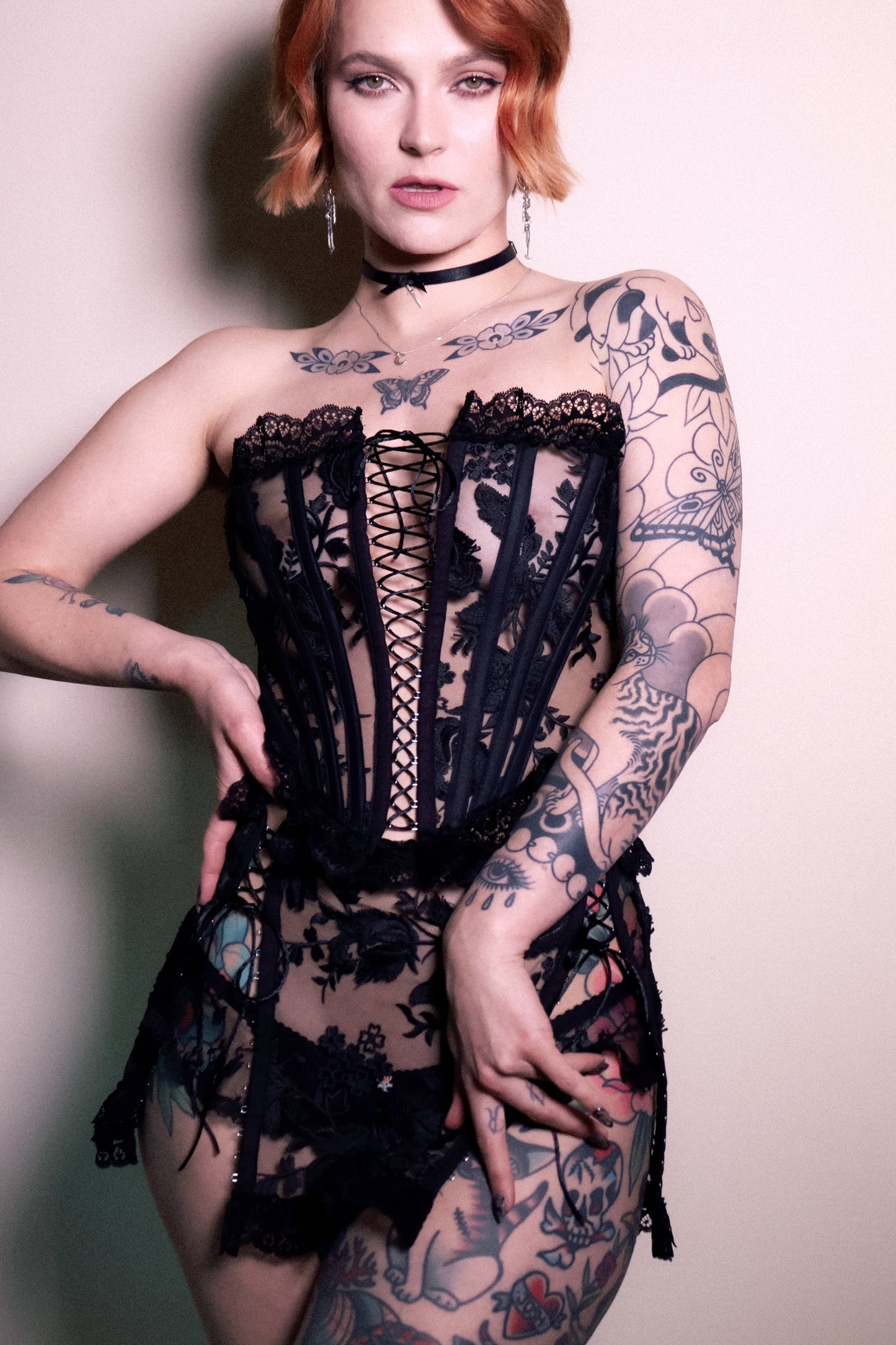 Gladys Skirt Black Hex Lace