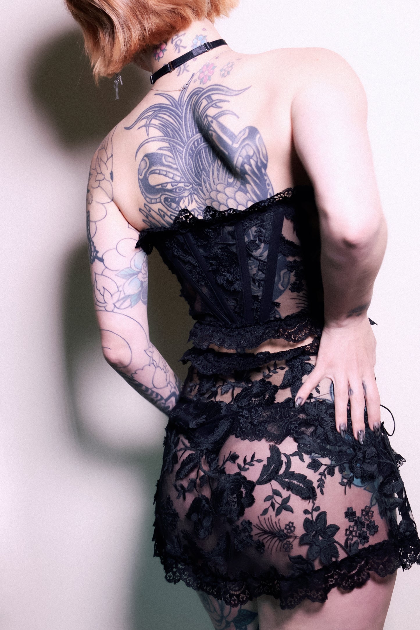 Gladys Skirt Black Hex Lace