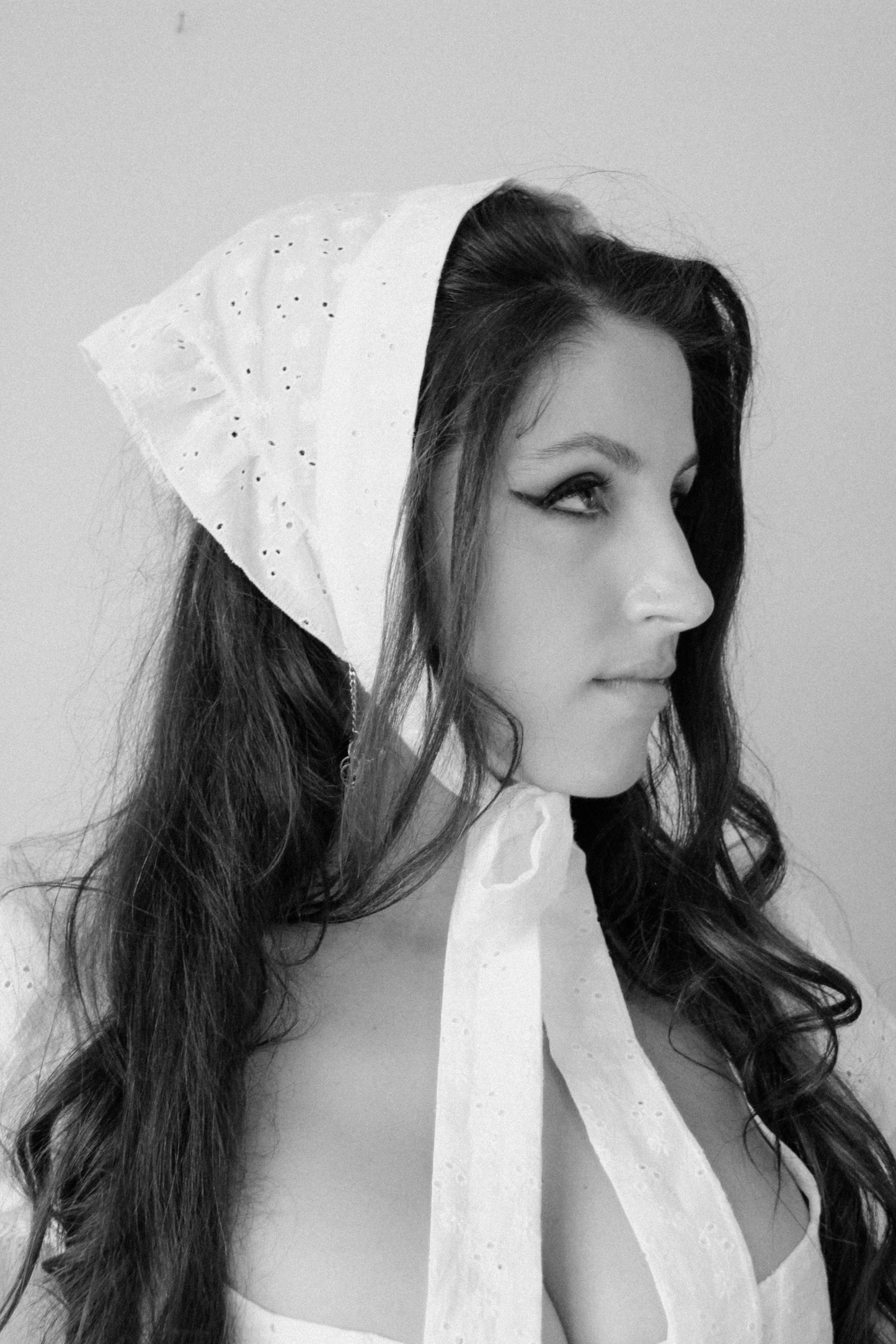 Laverne Headscarf White Broderie Anglaise