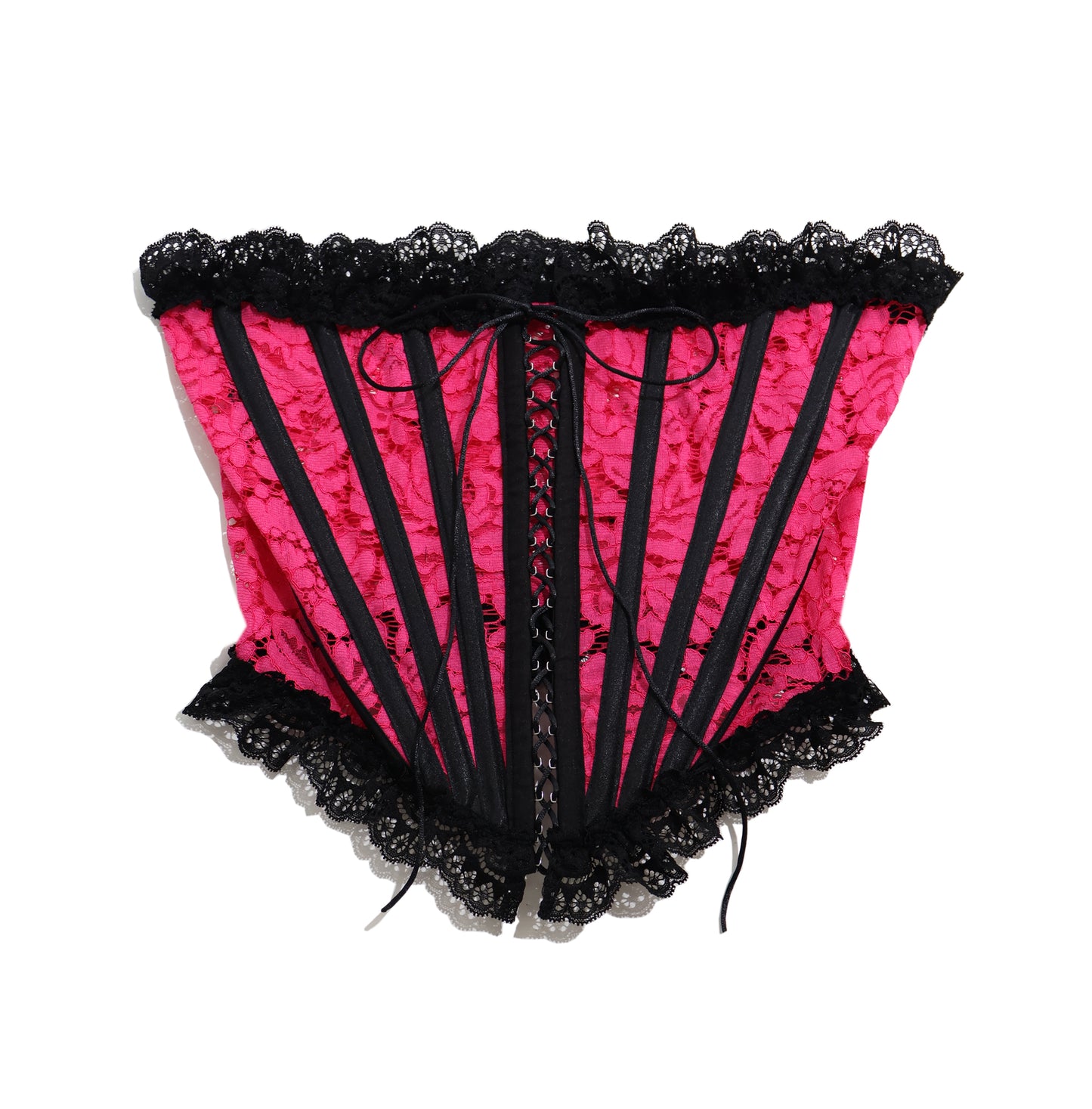 Luella Corset Pink Lace and Black Trim