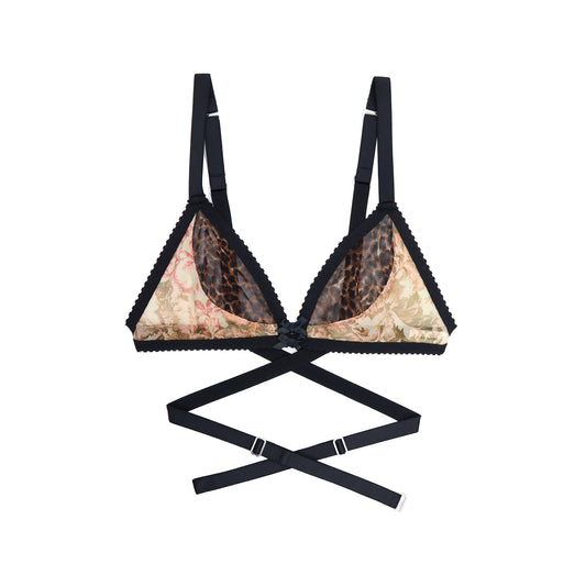 Mandy Bralette Leopard and Yellow Mesh