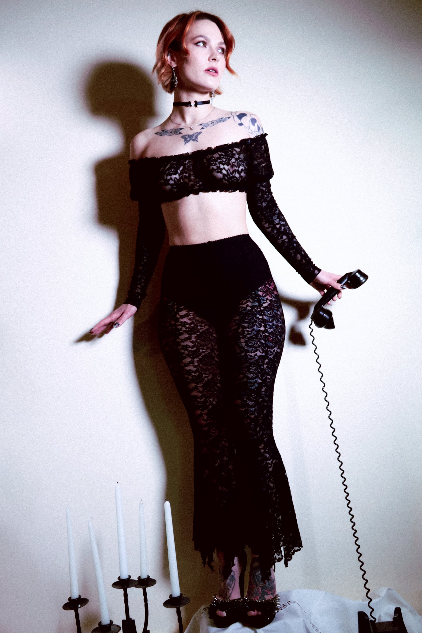 Morticia Skirt Black Resurrection Lace