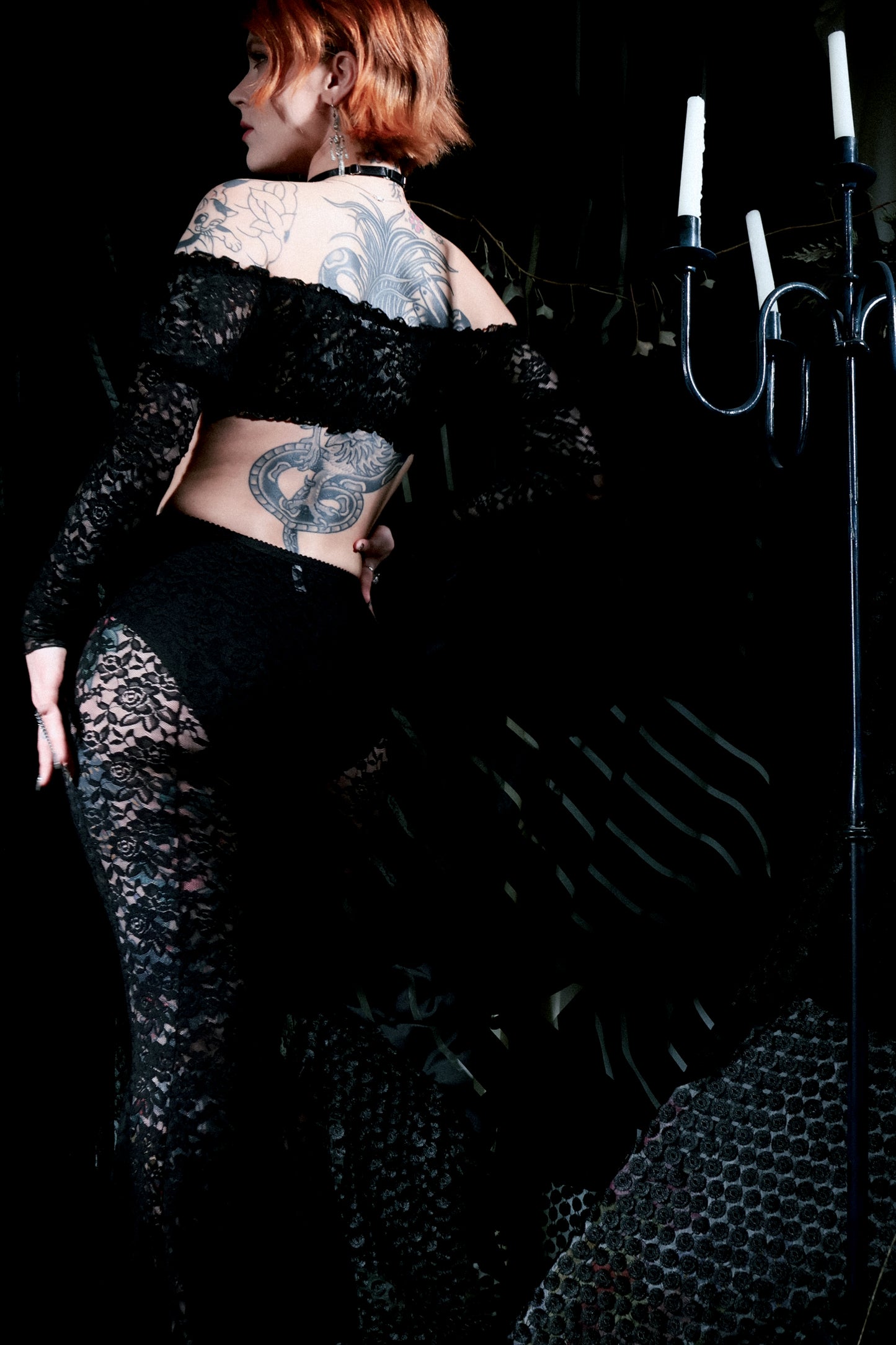 Morticia Skirt Black Resurrection Lace