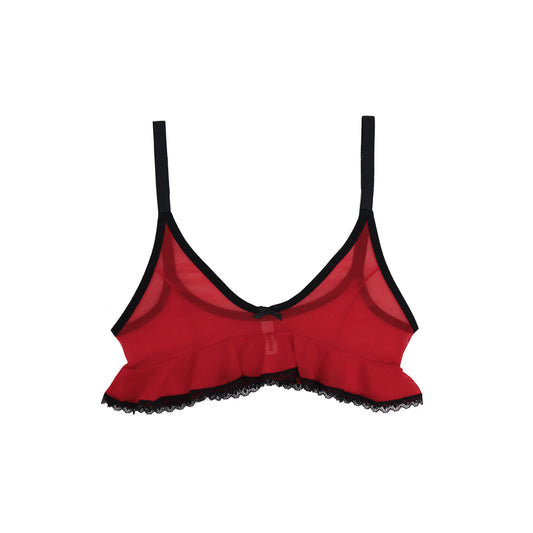 Mary Celeste Cami Red Mesh Black Lace