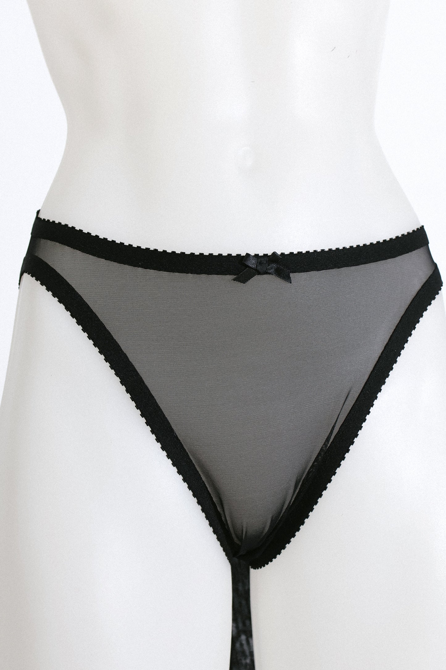 Mindy Bow Knickers Black Mesh and Silk