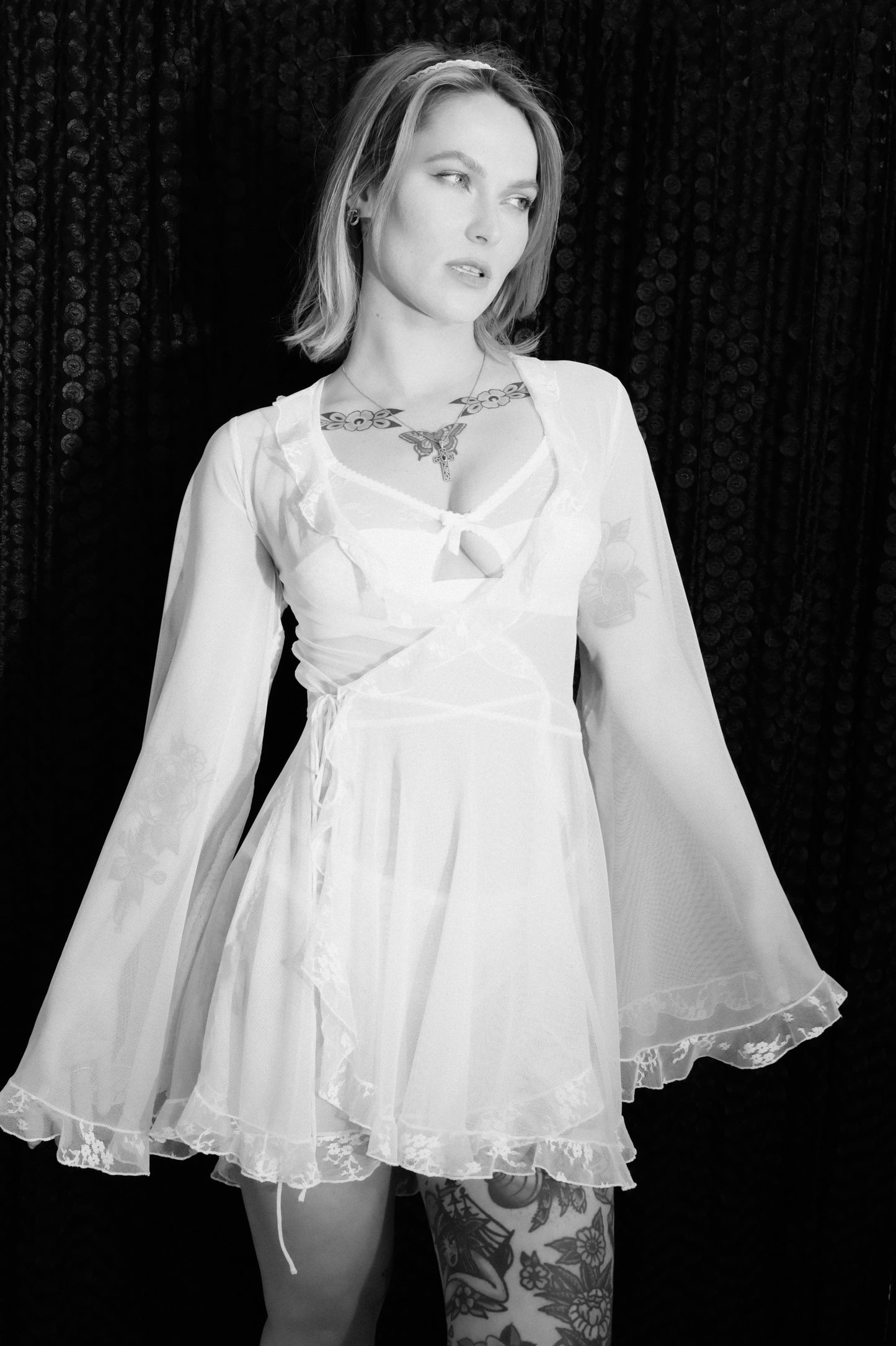 Nicole Robe White Mesh