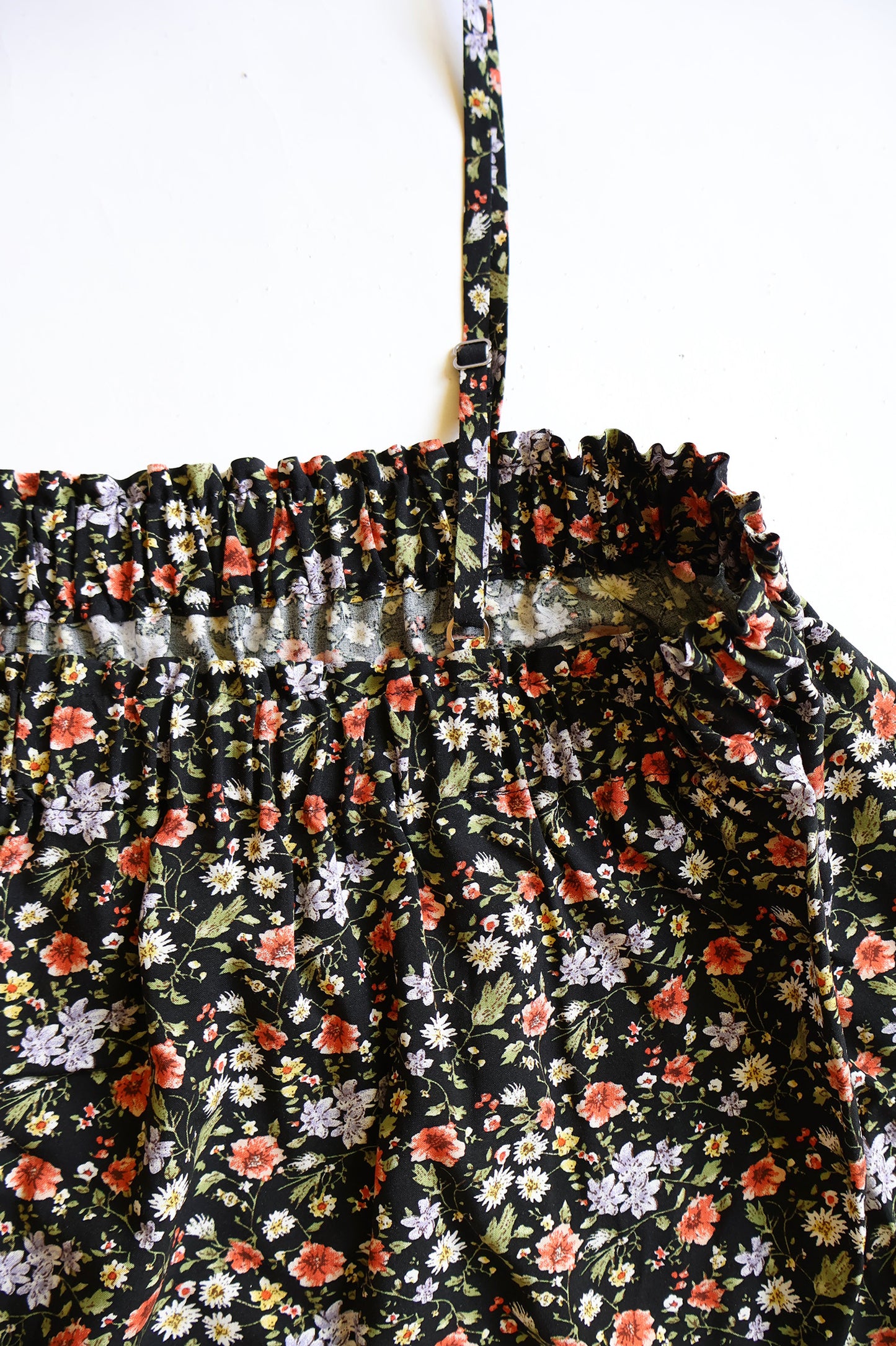 Adele Pyjama Top Black and Red Floral Cotton