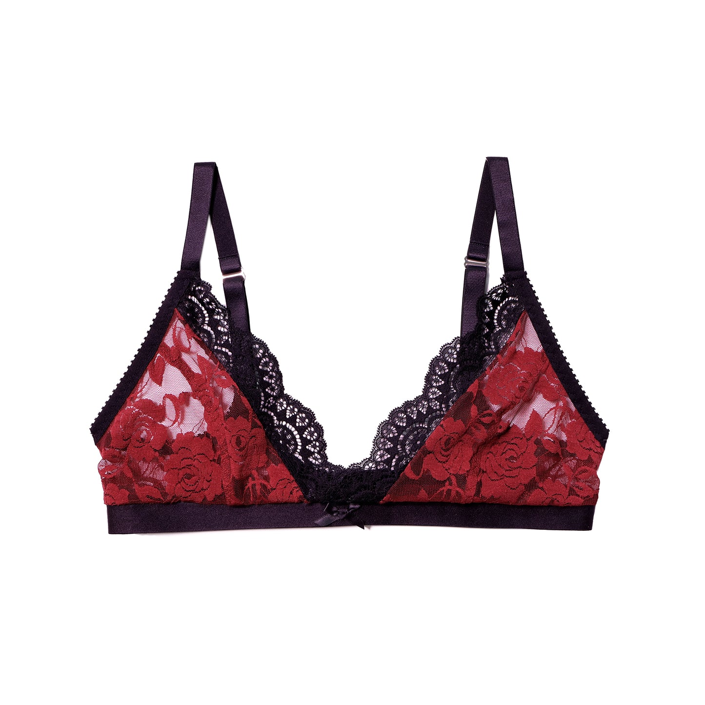 Sally Bralette Red Lace with Black Trim