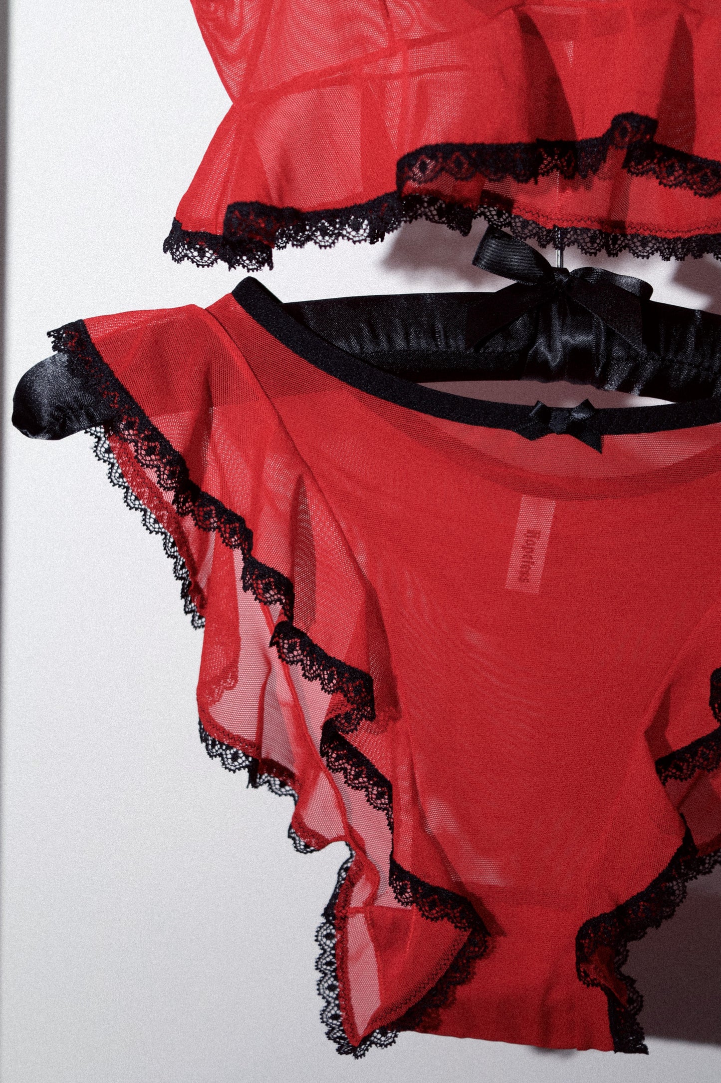 Mary Celeste Cami Red Mesh Black Lace