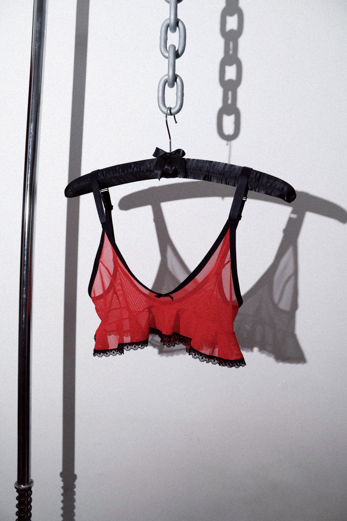 Mary Celeste Cami Red Mesh Black Lace