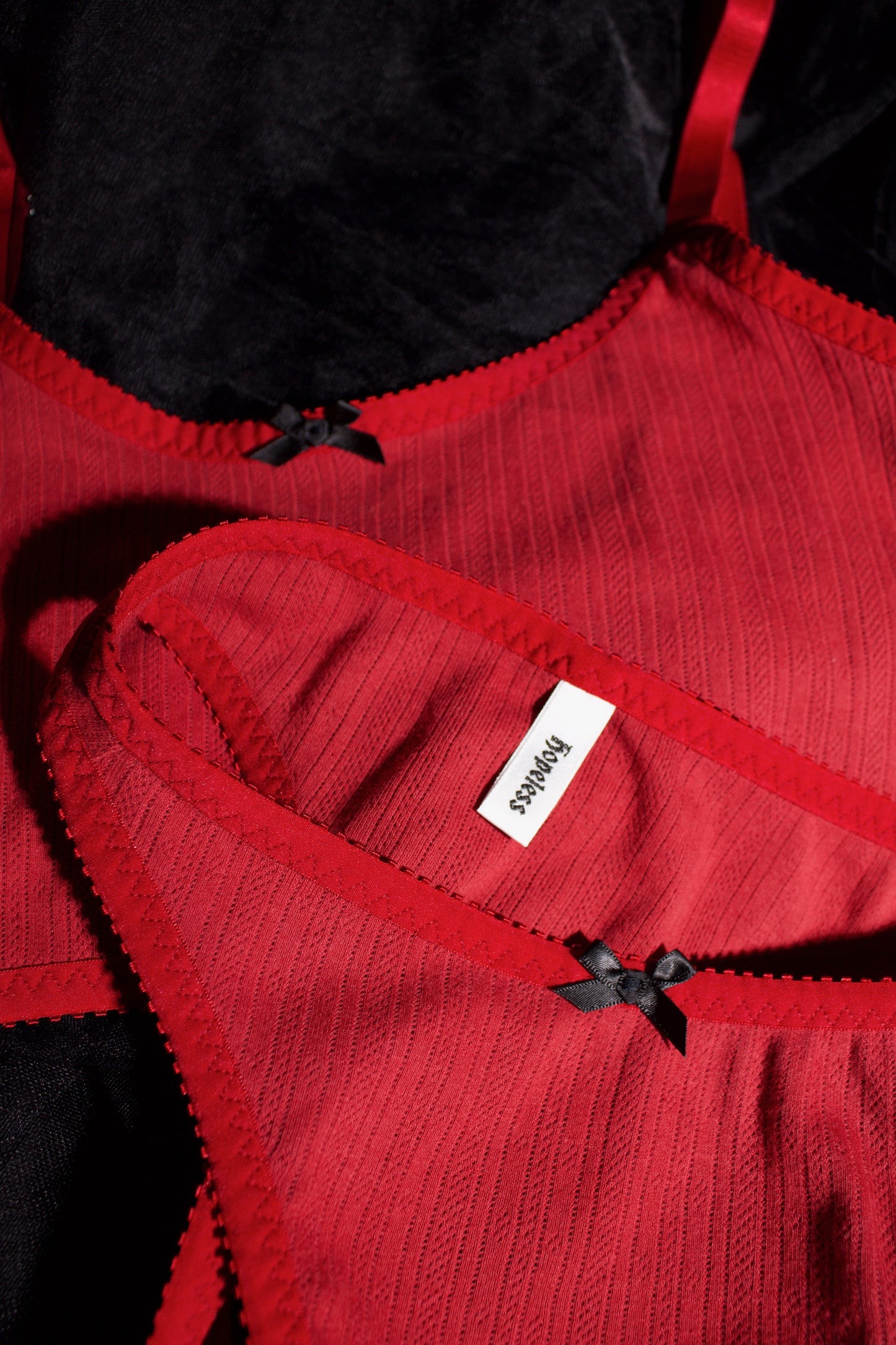 Sabrina Thong Red Pointelle Cotton
