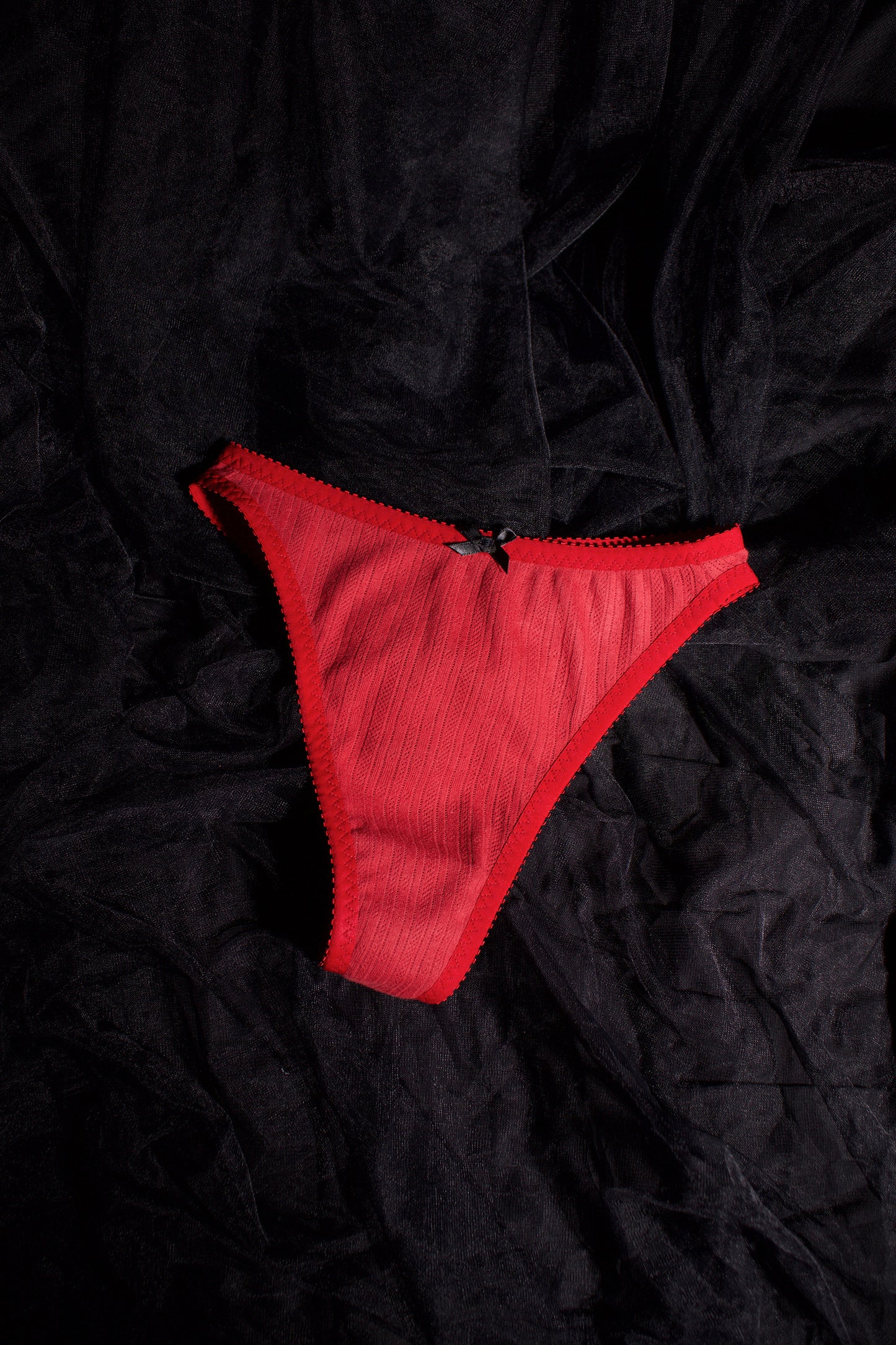 Sabrina Thong Red Pointelle Cotton