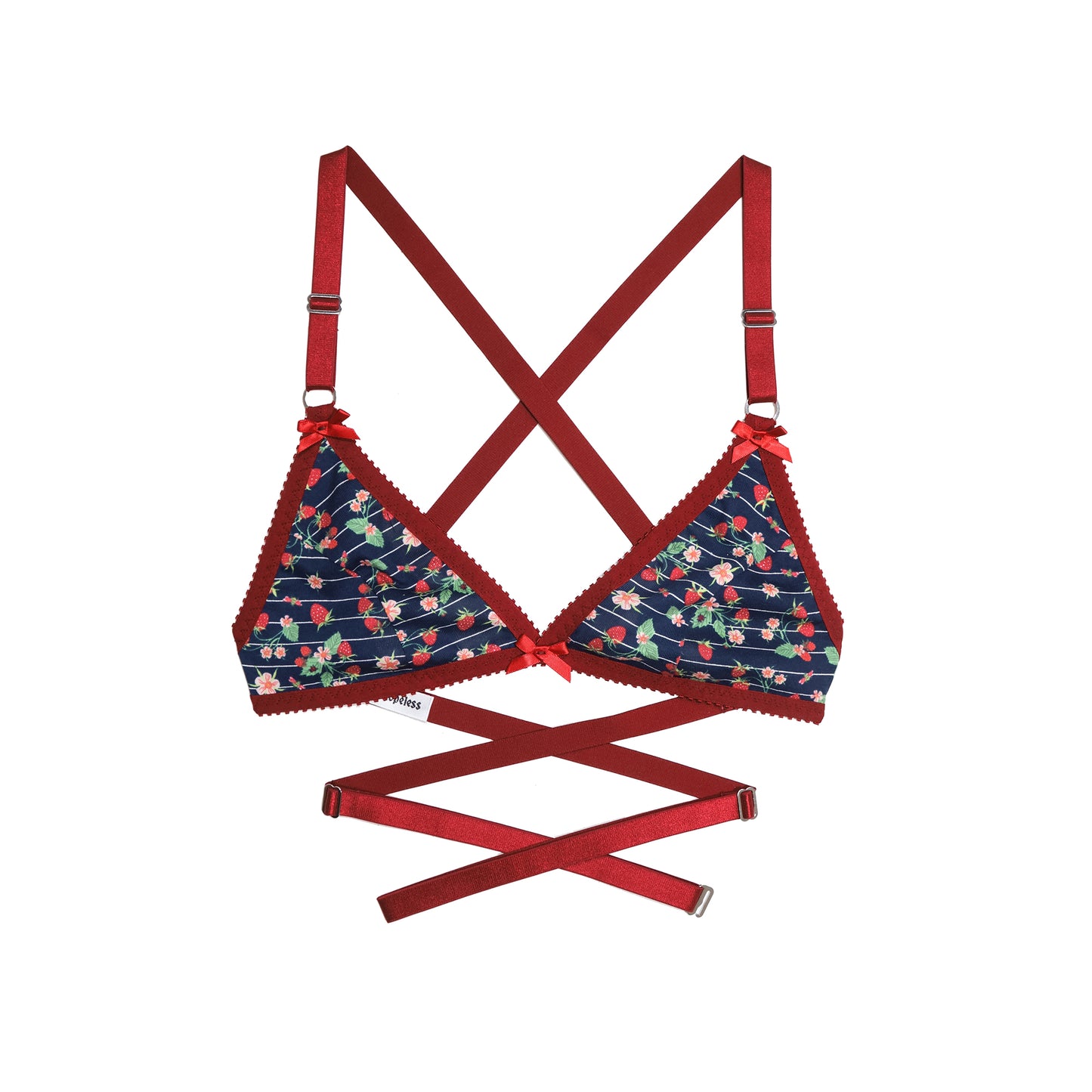 Rosemary Bralette Strawberry Cotton with Red Trim