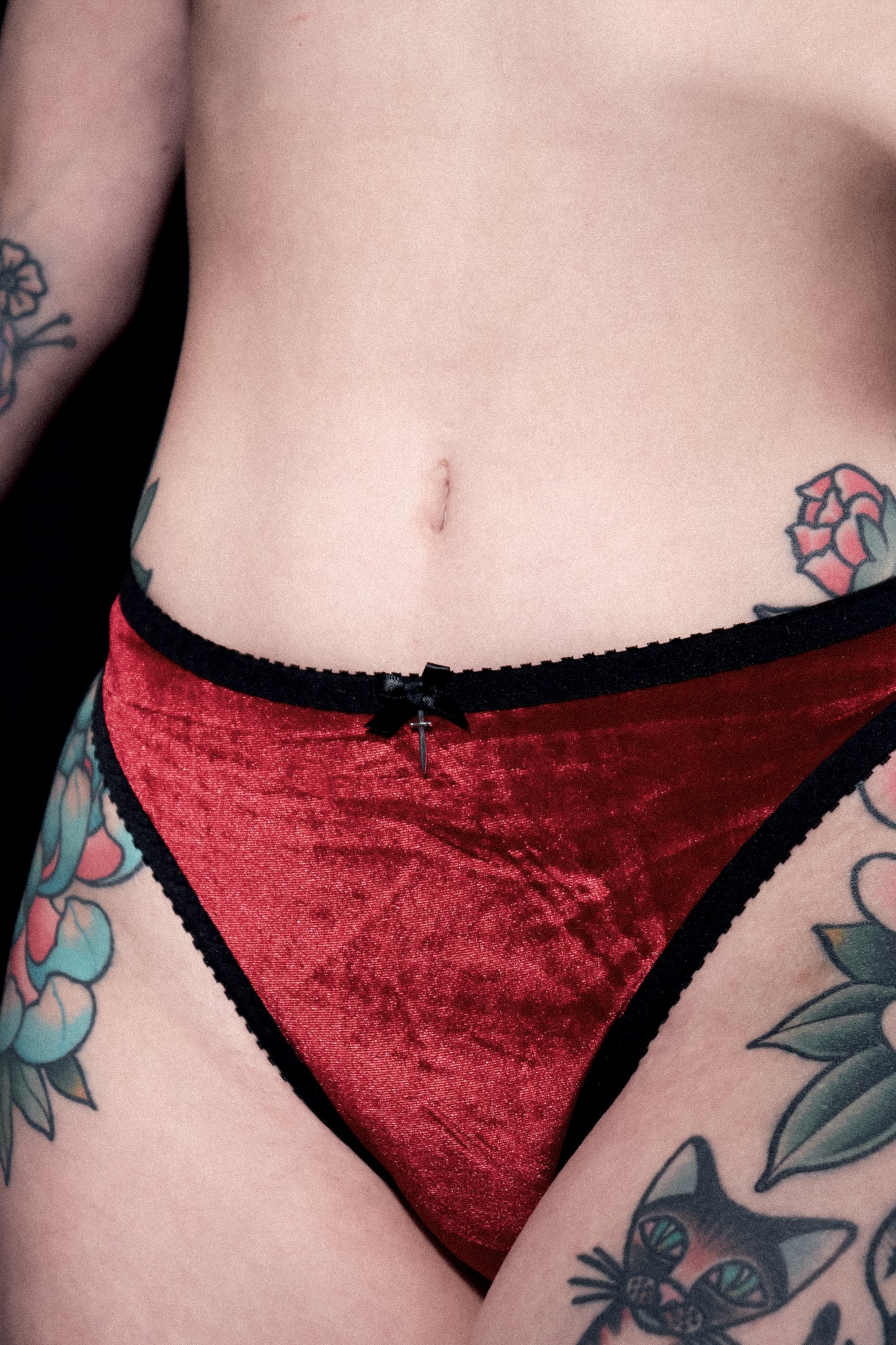 Sabrina Thong Red Velvet with Dagger