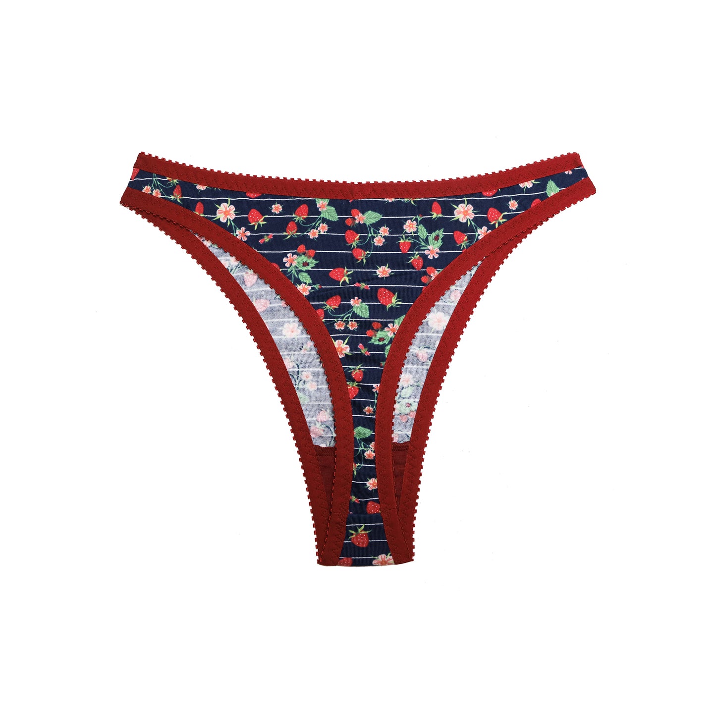 Sabrina Thong Strawberry Cotton with Red Trim