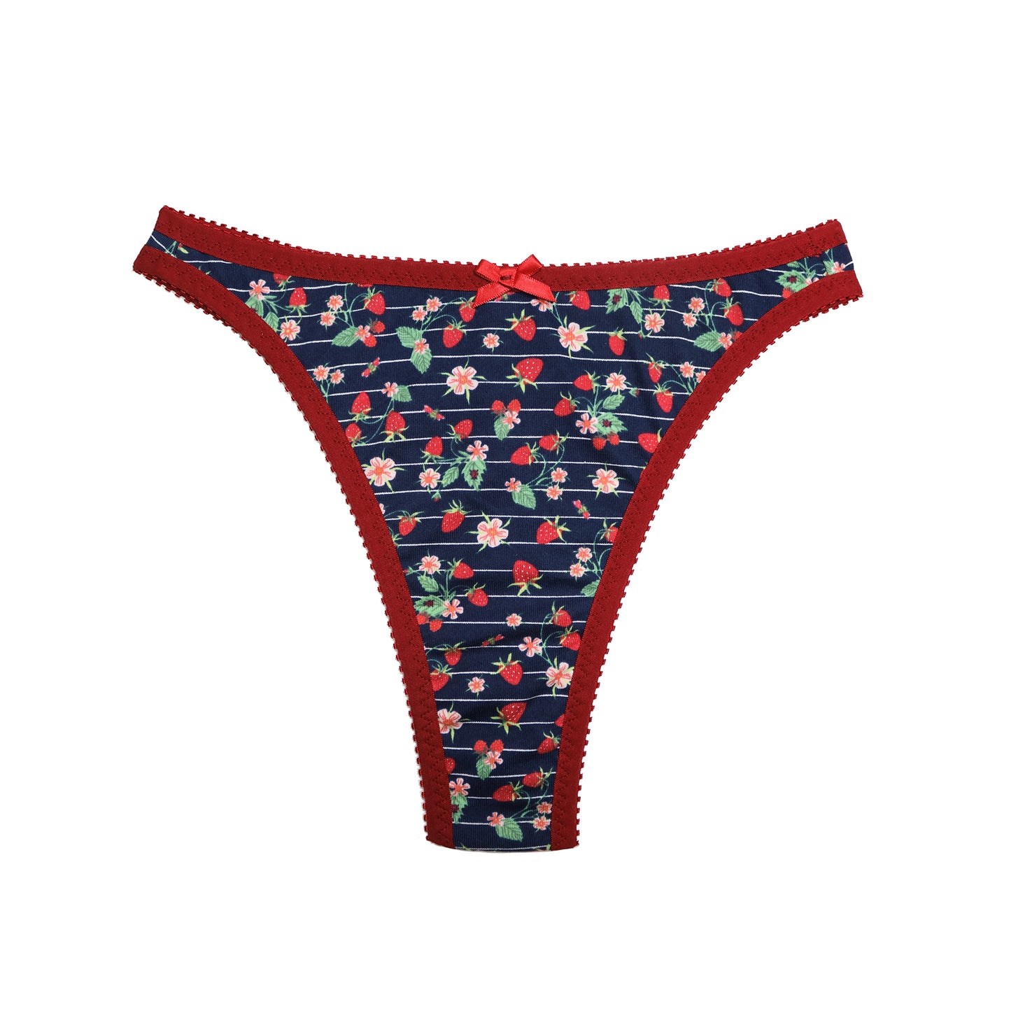 Sabrina Thong Strawberry Cotton with Red Trim