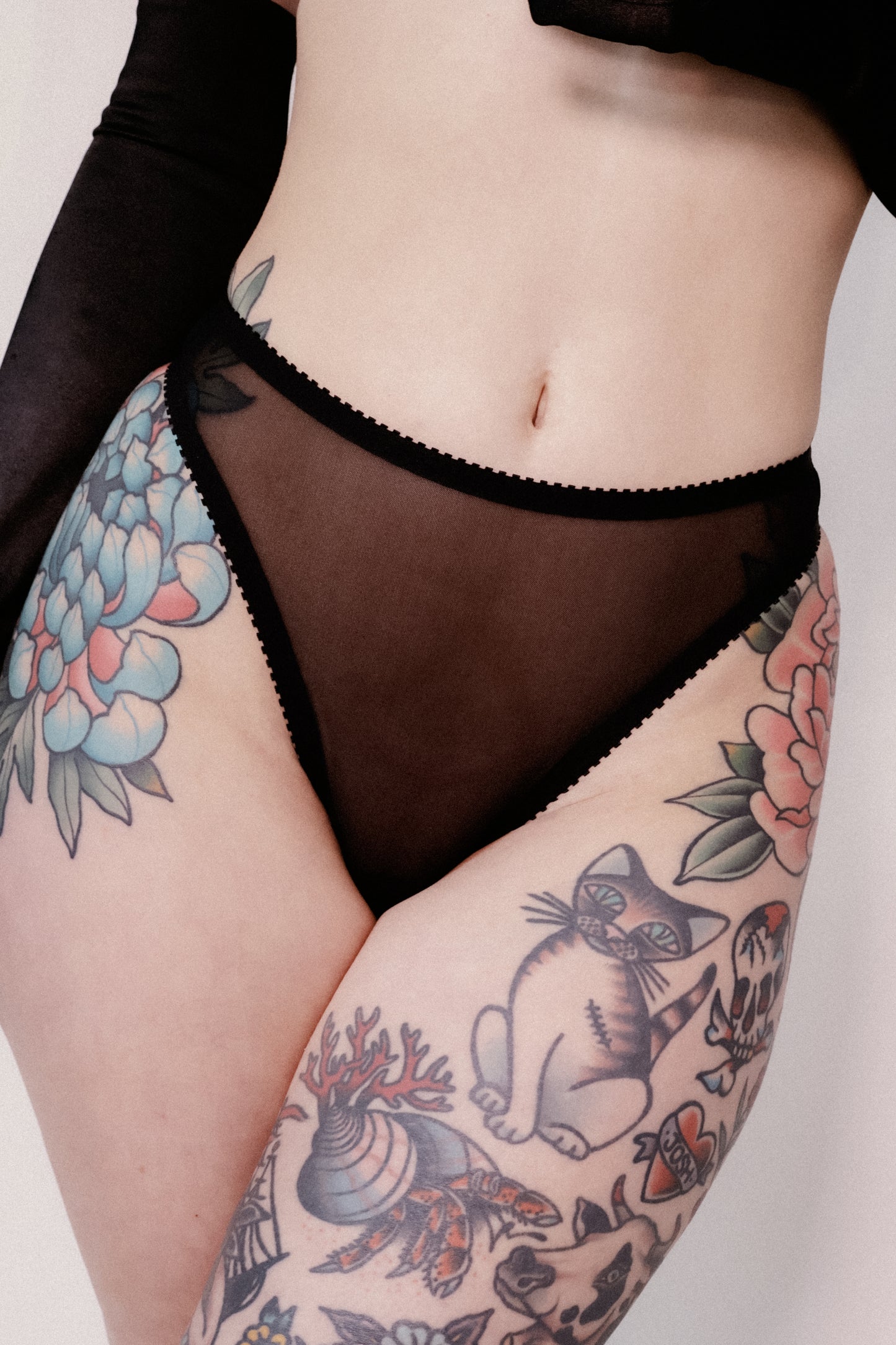 Sabrina Thong Black Mesh