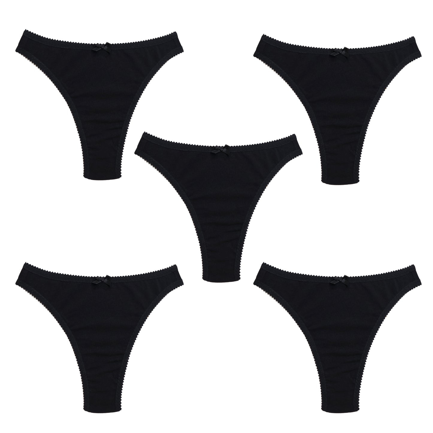 Sabrina Thong Black Modal Jersey 5 Pack