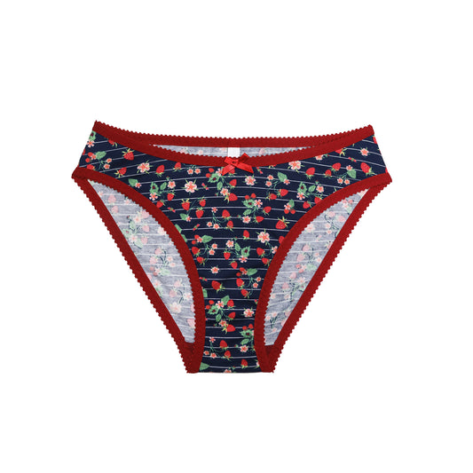 Sylvie Knickers Strawberry Cotton with Red Trim
