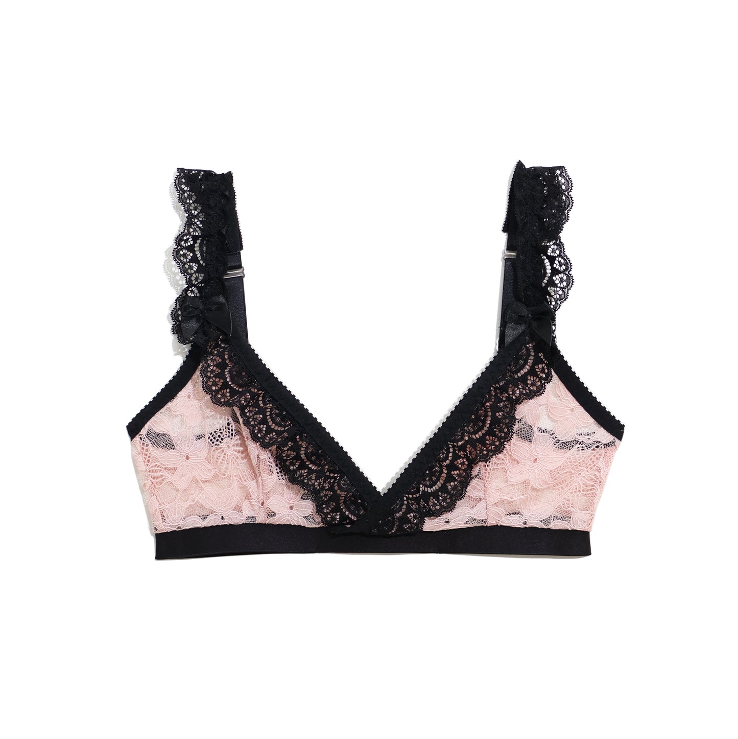 Tessa Bralette Pink Lace and Black Trim