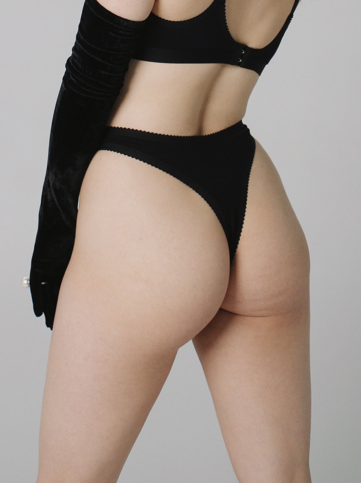 Black High Waisted Thong  Ethical Lingerie Made in Australia by